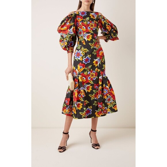 NWT. $3435 CAROLINA HERRERA Cold-shoulder midi dress Sz 6 - Picture 3 of 16